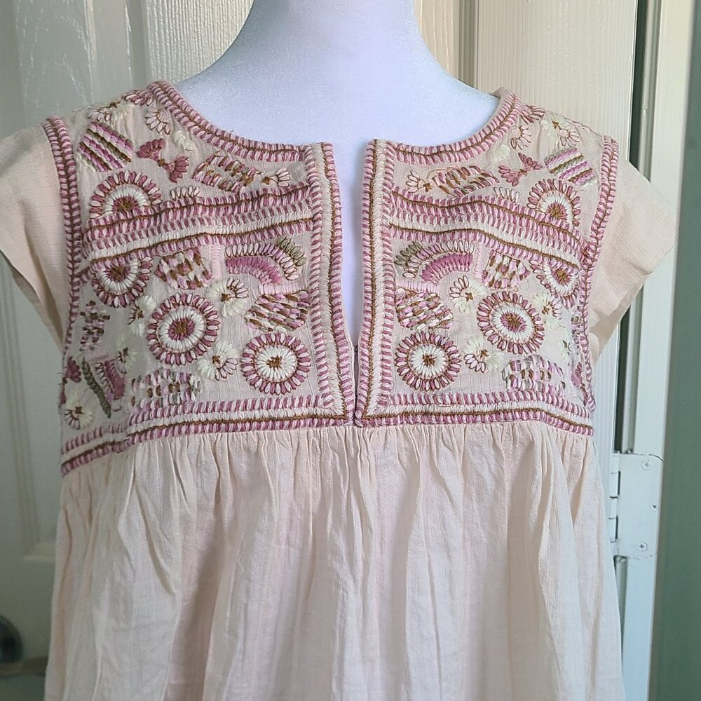 Lucky Brand Flutter Sleeve Peasant bib cotton top